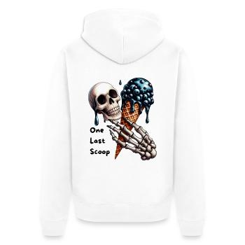 Totenkopf mit Blaubeer-Eis Gothic Motiv - Unisex Premium Bio Zip Hoodie - Weiß - Hinten - Thijin (182cm)