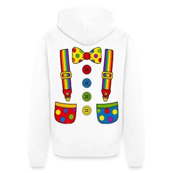 Clown Kostüm Hosenträger Fliege bunt Fasching - Unisex Premium Bio Zip Hoodie - Weiß - Hinten - Thijin (182cm)