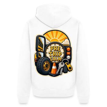 PRE TRIP CALM - Unisex Premium Bio Zip Hoodie - Weiß - Hinten - Thijin (182cm)