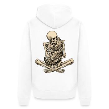 Skelett, Katze, Halloween - Unisex Premium Bio Zip Hoodie - Weiß - Hinten - Thijin (182cm)