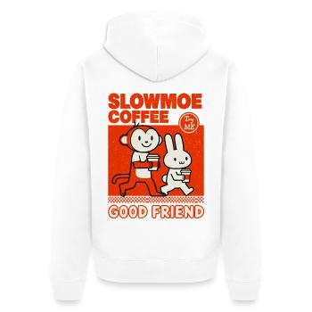 Slowmoe Kaffee Freunde Cartoon - Unisex Premium Bio Zip Hoodie - Weiß - Hinten - Thijin (182cm)