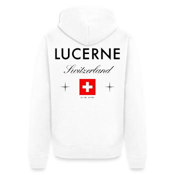 Luzern Schweiz Koordinaten Reise Souvenir - Unisex Premium Bio Zip Hoodie - Weiß - Hinten - Thijin (182cm)