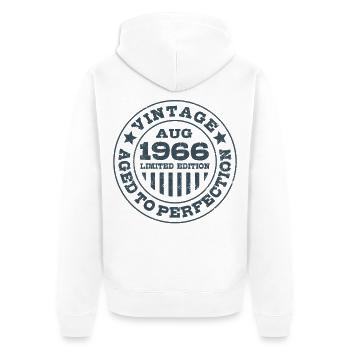 Vintage August 1966 Limited Edition Circle - Unisex Premium Organic Zip Hoodie - white - Back - Thijin (182cm)