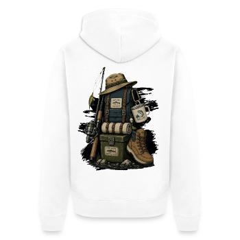 Angeln Angler  - Unisex Premium Bio Zip Hoodie - Weiß - Hinten - Thijin (182cm)