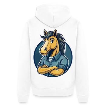 Horse Kawaii Mascot Cartoon Character Clipart Logo - Unisex Premium Organic Zip Hoodie - white - Back - Thijin (182cm)