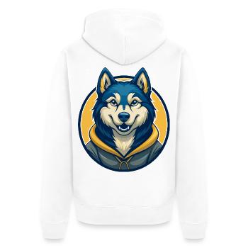 Husky Dog Kawaii Maskottchen Cartoon Clipart Logo Abzeichen - Unisex Premium Bio Zip Hoodie - Weiß - Hinten - Thijin (182cm)