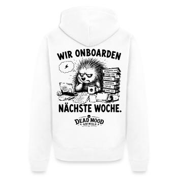 Sarkastisches Geschenk für Kollegen und HR - Unisex Premium Bio Zip Hoodie - Weiß - Hinten - Thijin (182cm)