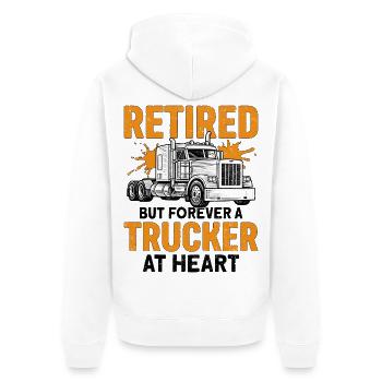 Retired But Forever A Trucker At Heart - Unisex Premium Bio Zip Hoodie - Weiß - Hinten - Thijin (182cm)