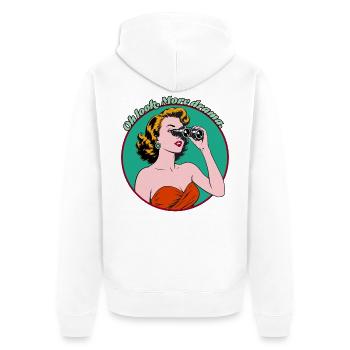 Oh, schau mal. Mehr Drama. - Unisex Premium Bio Zip Hoodie - Weiß - Hinten - Thijin (182cm)