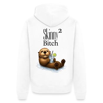 SKINNY BITCH² OTTER - Cocktail & Relax - Unisex Premium Bio Zip Hoodie - Weiß - Hinten - Thijin (182cm)