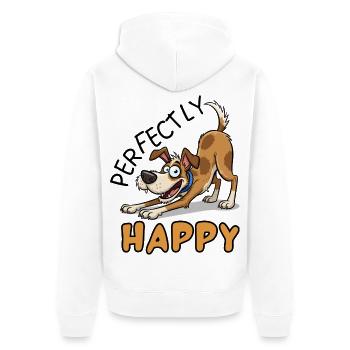 Jack Russell vollkommen glückliches Hundedesign - Unisex Premium Bio Zip Hoodie - Weiß - Hinten - Thijin (182cm)