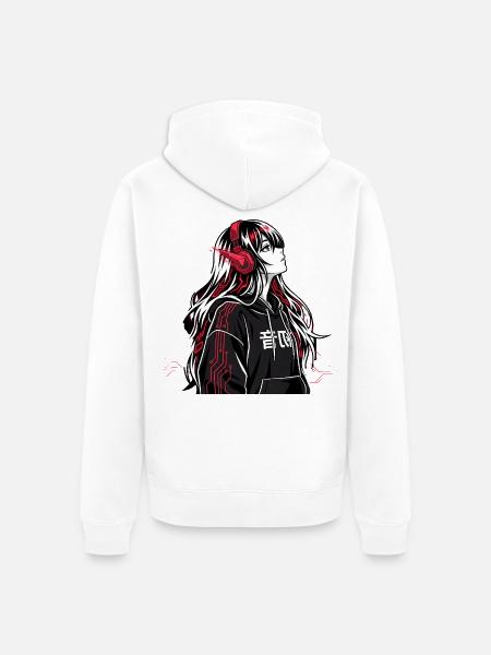 Cyberpunk Anime Hoodie - Unisex Premium Bio Zip Hoodie - Weiß