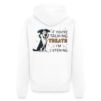 Border Collie Leckerlis – lustiges Hundedesign - Unisex Premium Bio Zip Hoodie - Weiß - Hinten - Thijin (182cm)