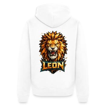 Leon Löwe Vorname Name Geschenk - Unisex Premium Bio Zip Hoodie - Weiß - Hinten - Thijin (182cm)