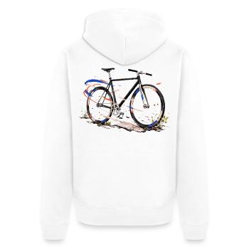 Explodiertes Stadtfahrrad - Unisex Premium Bio Zip Hoodie - Weiß - Hinten - Thijin (182cm)