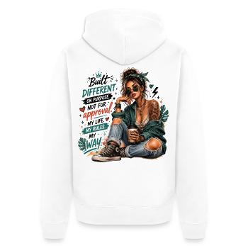 Built Different My Way - Aesthetic Boho Tattoo Gir - Unisex Premium Bio Zip Hoodie - Weiß - Hinten - Thijin (182cm)