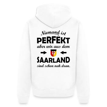 RotGelb Schildwappen Saarland - Unisex Premium Bio Zip Hoodie - Weiß - Hinten - Thijin (182cm)