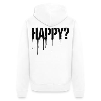 Happy Drip - Happy? - Unisex Premium Bio Zip Hoodie - Weiß - Hinten - Thijin (182cm)