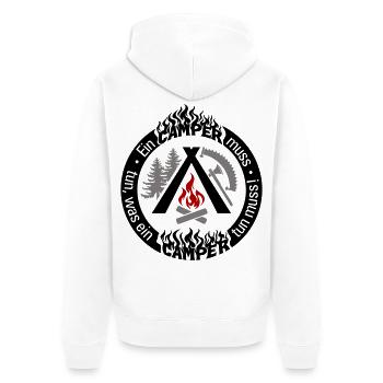 Camper lustiger Spruch 3-farbig individuell konfig - Unisex Premium Bio Zip Hoodie - Weiß - Hinten - Thijin (182cm)