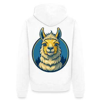 Llama Kawaii Mascot Cartoon Character Clipart Logo - Unisex Premium Organic Zip Hoodie - white - Back - Thijin (182cm)