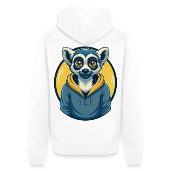 Logo clipart de la mascotte de Lemur Kawaii - Veste à capuche bio Premium Unisexe - blanc - Dos - Thijin (182cm)
