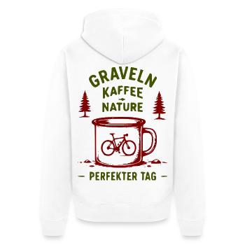 Graveln Kaffee Nature Bike - Unisex Premium Bio Zip Hoodie - Weiß - Hinten - Thijin (182cm)