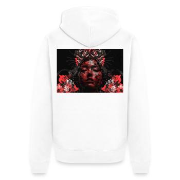 Asia Punk Art Samurai Kunst T-Shirt - Veste à capuche bio Premium Unisexe - blanc - Dos - Thijin (182cm)