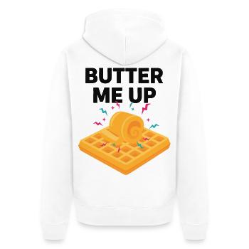 Frühstück Lustiger Brunch Kaffee Pfannkuchen Butter mich - Unisex Premium Bio Zip Hoodie - Weiß - Hinten - Thijin (182cm)