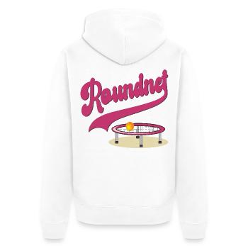 Roundnet Set - Unisex Premium Bio Zip Hoodie - Weiß - Hinten - Thijin (182cm)