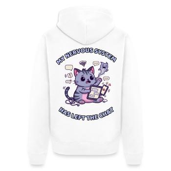 Mein Nervensystem hat den Chat verlassen - Unisex Premium Bio Zip Hoodie - Weiß - Hinten - Thijin (182cm)