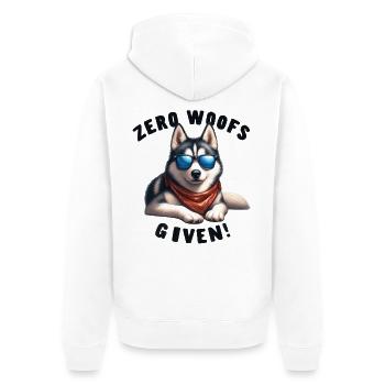 Zero Woofs Geschenkt für cooles Husky-Hunde-Design-Merch - Unisex Premium Bio Zip Hoodie - Weiß - Hinten - Thijin (182cm)