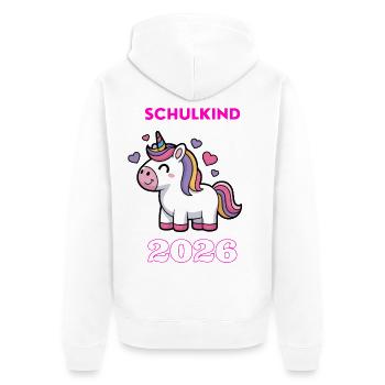 Einhorn Schulkind 2026 Einschulung T-Shirt - Unisex Premium Bio Zip Hoodie - Weiß - Hinten - Thijin (182cm)