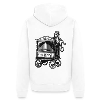 Orgue à baril vintage avec singe | Motif musical nostalgique - Veste à capuche bio Premium Unisexe - blanc - Dos - Thijin (182cm)