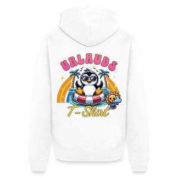 Urlaubs Shirt – Pinguin Urlaub T Shirt - Unisex Premium Bio Zip Hoodie - Weiß - Hinten - Thijin (182cm)