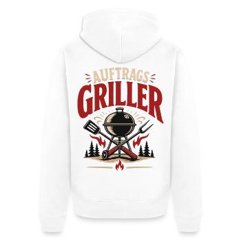 Auftragsgriller BBQ Grillmeister Vintage - Unisex Premium Bio Zip Hoodie - Weiß - Hinten - Thijin (182cm)