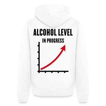 Alcohol Level In Progress (Drinking Team POSRed2C) - Unisex Premium Bio Zip Hoodie - Weiß - Hinten - Thijin (182cm)