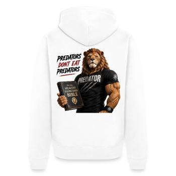 Löwe Predator Kraftshirt - Unisex Premium Bio Zip Hoodie - Weiß - Hinten - Thijin (182cm)
