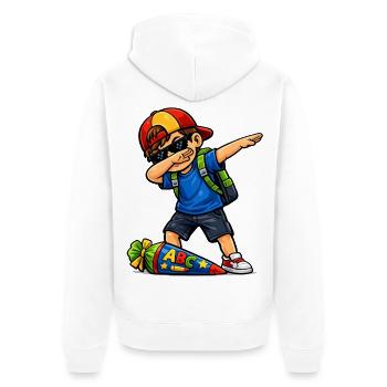 Dabbing ABC-Schütze (brünett) - Unisex Premium Bio Zip Hoodie - Weiß - Hinten - Thijin (182cm)