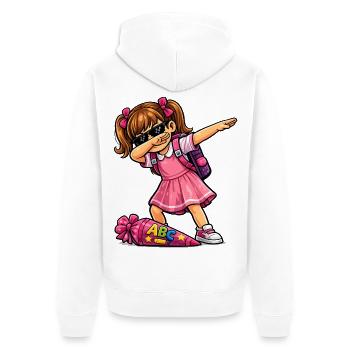 Shooter ABC en dab (brune) - Veste à capuche bio Premium Unisexe - blanc - Dos - Thijin (182cm)