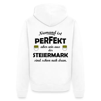 Steiermark - Unisex Premium Bio Zip Hoodie - Weiß - Hinten - Thijin (182cm)