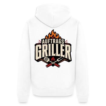 Auftragsgriller BBQ Grillmeister Grillkönig - Unisex Premium Bio Zip Hoodie - Weiß - Hinten - Thijin (182cm)
