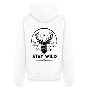 Elch Natur Wild  - Unisex Premium Bio Zip Hoodie - Weiß - Hinten - Thijin (182cm)