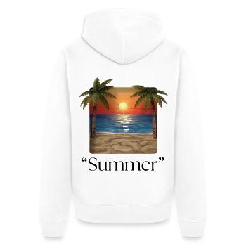 Sunset Palms Mosaik - Unisex Premium Bio Zip Hoodie - Weiß - Hinten - Thijin (182cm)