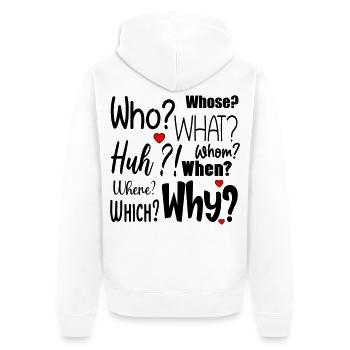 Questions d’anglais - Veste à capuche bio Premium Unisexe - blanc - Dos - Thijin (182cm)