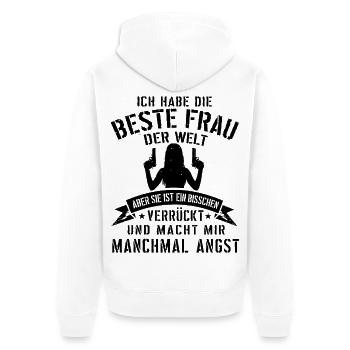 Super lustiges Geschenk für Ehemann mit verrückter - Unisex Premium Bio Zip Hoodie - Weiß - Hinten - Thijin (182cm)