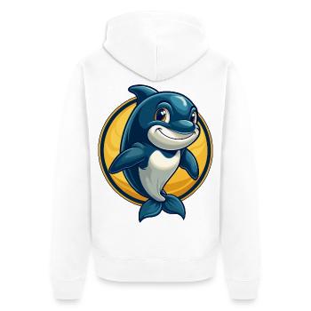 Orca Kawaii Maskottchen-Cartoon-Charakter-Clipart-Logo - Unisex Premium Bio Zip Hoodie - Weiß - Hinten - Thijin (182cm)