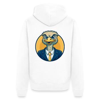 Strauß-Kawaii-Maskottchen-Cartoon-Clipart-Logo-Abzeichen - Unisex Premium Bio Zip Hoodie - Weiß - Hinten - Thijin (182cm)