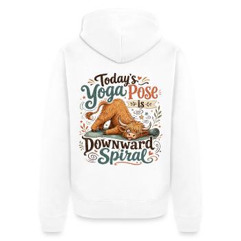 Spirale descendante de la vache de yoga - Veste à capuche bio Premium Unisexe - blanc - Dos - Thijin (182cm)