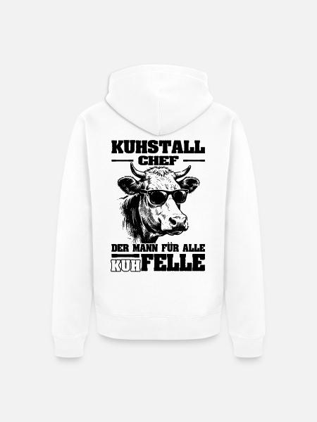 Kuhstall Chef | Führungskraft Landwirt | Bauer - Unisex Premium Bio Zip Hoodie - Weiß