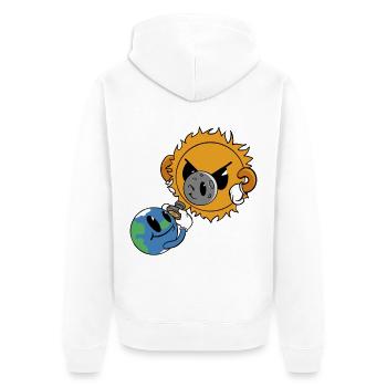 Sun vs. Earth: Cosmic Solar Eclipse - Unisex Premium Organic Zip Hoodie - white - Back - Thijin (182cm)